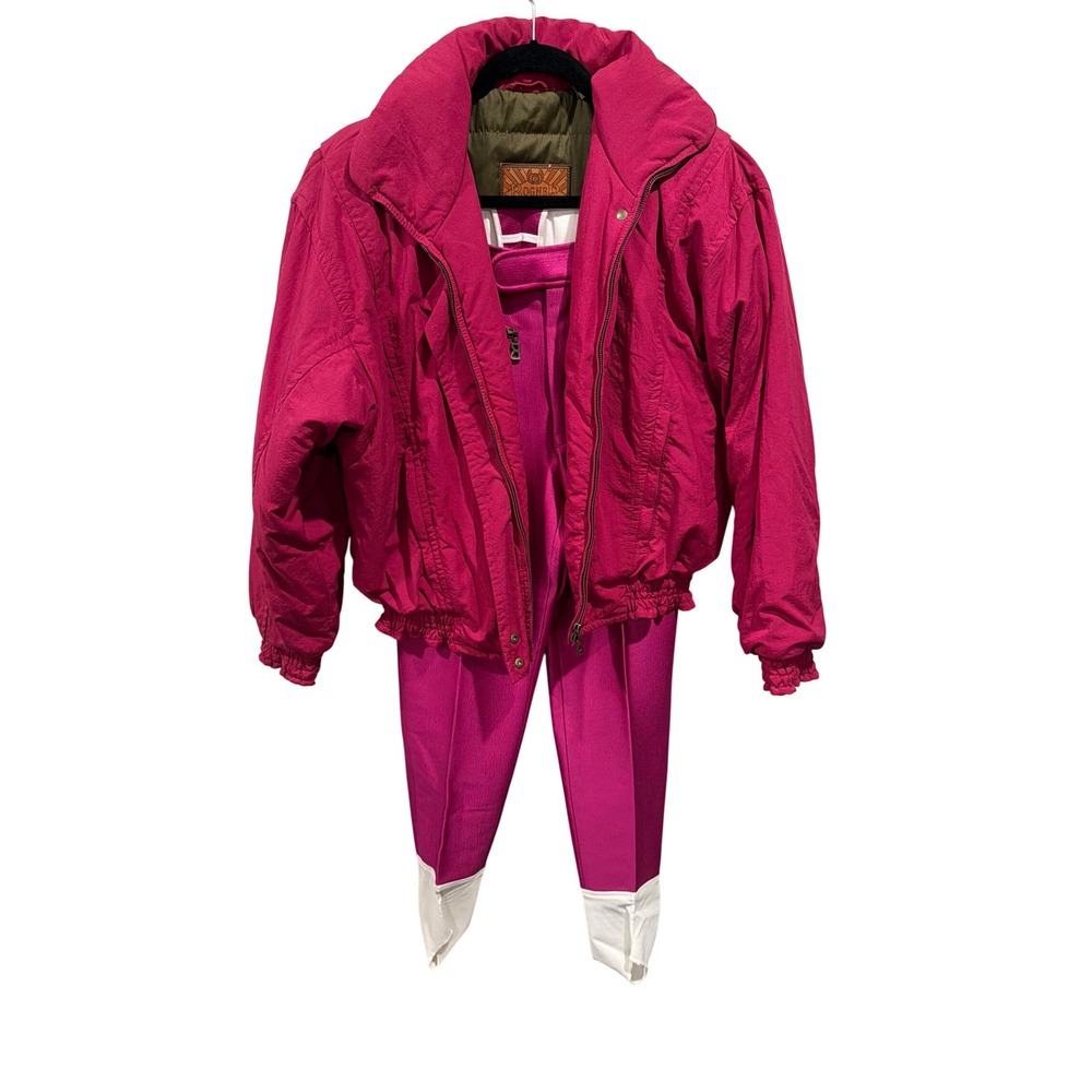Bogner Ski Suit Fuchsia Pink Vintage Jacket and Stirrup Pants Retro 2 Piece Set